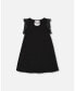 Girl Printed Dress With Mesh Sleeves Black - Child