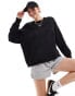 Nike mini swoosh oversized crew sweatshirt in black and sail