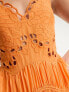 Фото #2 товара ASOS DESIGN Tall cutwork maxi slip dress with drawstring waist in orange