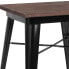Фото #2 товара 23.5" Square Black Metal Indoor Table With Walnut Rustic Wood Top