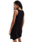 Фото #4 товара Monki sleeveless knitted beach mini dress in black