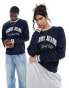 Фото #1 товара Tommy Jeans Unisex regular tipping varsity crew neck sweatshirt in navy