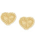 ფოტო #2 პროდუქტის Children's Beaded Heart Stud Earrings in 14k Gold