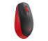 Logitech M190 Full-size wireless mouse - Ambidextrous - Optical - RF Wireless - 1000 DPI - Black - Red