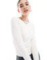 Фото #2 товара JDY scoop back rib long sleeve top in cream