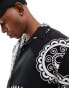 ONLY & SONS revere collar shirt with paisley print in black