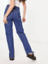 Mango mid rise wide leg jeans in mid blue