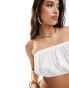 In The Style textured crinkle bandeau crop top in cream