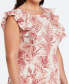 Plus Size Linen Blend Flutter Sleeve Midi Tiered Dress