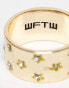 WTFW crystal star band ring in gold