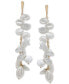 ფოტო #3 პროდუქტის Cultured Freshwater Pearl (7 x 10mm, 12 x 20mm) Cluster Linear Drop Earrings in 14k Gold-Plated Sterling Silver