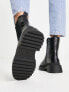 New Look flat high ankle chunky chelsea boot in black