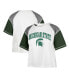 Women's White Distressed Michigan State Spartans Serenity Gia Cropped T-shirt