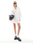 Фото #1 товара ASOS DESIGN boyfriend shirt mini dress with blouson sleeve in white