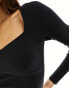 Фото #4 товара Abercrombie & Fitch long sleeve knitted top with sweetheart neckline in black