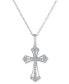 Фото #1 товара Macy's diamond Open Cross 18" Pendant Necklace (1/5 ct. t.w.) in 14k White Gold