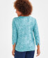 Women's Pima Cotton Printed 3/4-Sleeve Top, Created for Macy's