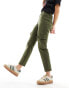 Noisy May Moni high waisted ultility cargo jeans in khaki Фиолетовый, W25 L32 - фото #8