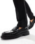 Truffle Collection woven chunky penny loafers in black