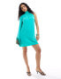 Фото #4 товара Pretty Lavish one shoulder fringe mini dress in green