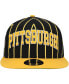 ფოტო #3 პროდუქტის Men's Black, Gold Pittsburgh Steelers Pinstripe City Arch 9Fifty Snapback Hat