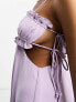 ASOS DESIGN ruched bust satin midi dress with tie detail and cut out in lilac Сиреневый, 40 - фото #5