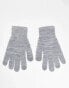 Pieces touch screen knitted gloves in light grey