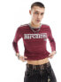 COLLUSION Long sleeve shrunken football t-shirt in brown