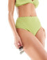 Фото #1 товара Peek and Beau Fuller Bust scallop high high-waist bikini bottom in green crinkle