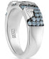 Swiss Blue Topaz (5/8 ct. t.w.) & Diamond (1/10 ct. t.w.) Captain America Ring in Sterling Silver