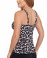 Фото #3 товара Women's Leopard-Print Tiered Tankini Top, Created for Macy's