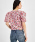 Фото #2 товара Women's Ditsy Floral Puff-Sleeve Top