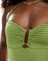 Фото #2 товара Free Society textured ring front swimsuit in khaki