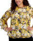 Фото #3 товара Plus Size Printed Ruffled 3/4-Sleeve Top