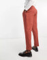 Harry Brown Wedding wool mix slim fit cropped trousers with elasticated waistband in rust