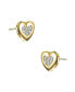 Sterling Silver 14k Gold Plated with 0.18ctw Lab Created Moissanite Pave Heart Stud Earrings