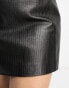 Urbancode curve real leather embossed skirt in black