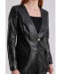 Women's Leather Jacket, Black Черный, Small - фото #4