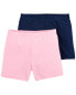 Kid 2-Pack Pink/Navy Bike Shorts 8