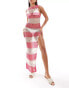 Фото #1 товара ASOS DESIGN open knit sleeveless beach maxi dress in pink & cream stripe