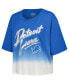 Фото #2 товара Women's Threads Aidan Hutchinson Blue, White Distressed Detroit Lions Dip-Dye Player Name and Number Crop Top
