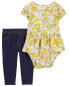 Фото #9 товара Baby 2-Piece Floral Peplum Bodysuit Pant Set NB