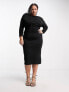 Фото #1 товара ASOS DESIGN Curve off shoulder midi dress with long sleeve in Black