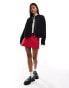 Pieces cropped bomber jacket in black