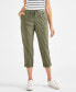 Фото #1 товара Petite Floral-Embroidered Twill-Tape Pants, Created for Macy's