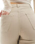 Фото #5 товара Monki stretch cotton wide leg trousers in beige