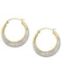 ფოტო #3 პროდუქტის Greek Key Two-Tone Small Hoop Earrings in 10k Gold, 1"