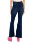 ფოტო #2 პროდუქტის Women's Pull-On Frayed-Hem Flare-Leg Denim Jeans