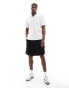 Jack & Jones Premium textured zip through polo in white