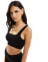 Фото #1 товара ASOS 4505 Icon mid impact seamless rib sports bra with square neck in black